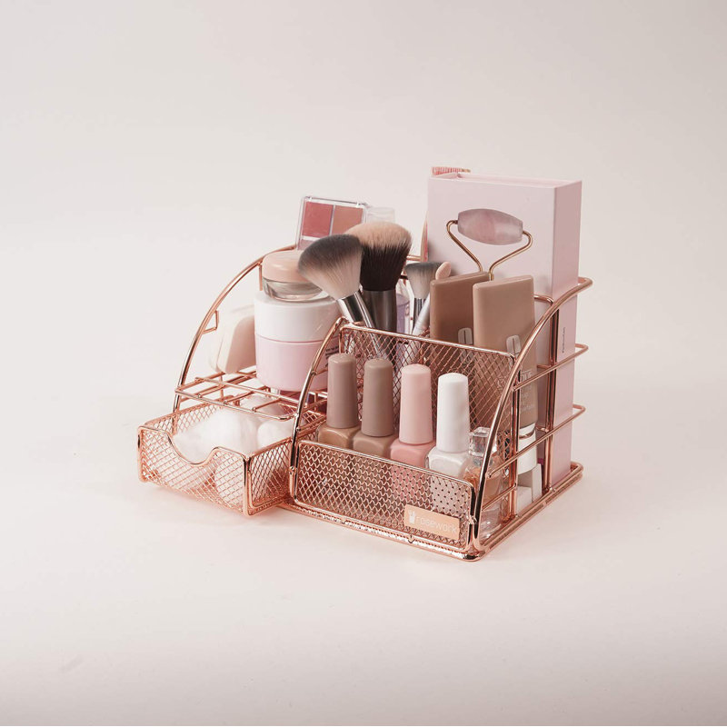 Rebrilliant Rose Gold Makeup Organizer For Vanity Iron Cosmetics